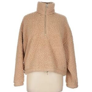 Hollister Fleece Teddy Semi-Cropped Half Zip Pullover Small